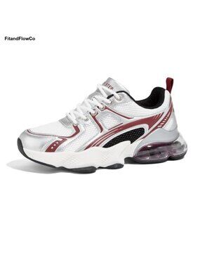 Women's Air Cushion Running Shoes Mesh PU Lace-Up Sneakers Athletic